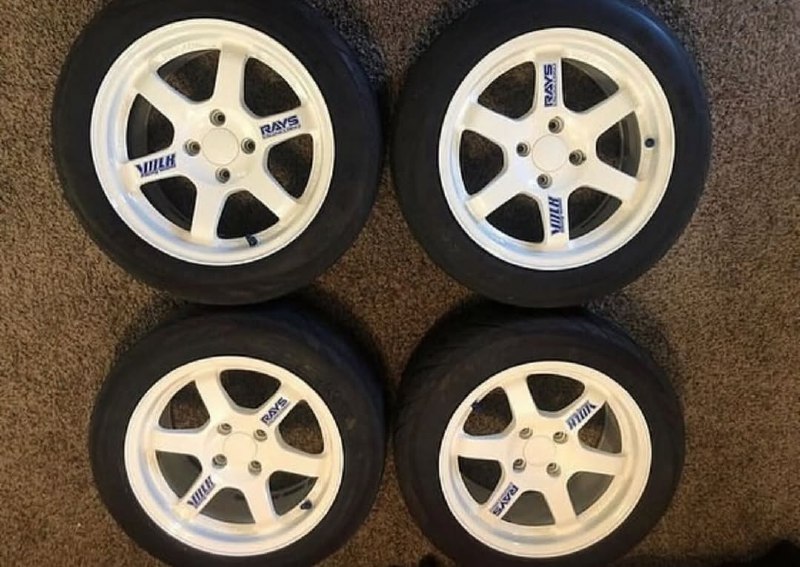 13073a98-d0e9-4cf1-bf76-8bb56aa06f88.jpeg set of 4x100 OG Volk Te37s, wheel specs are 15x8 +35 on 205x50 Federal 595s. - Image 1