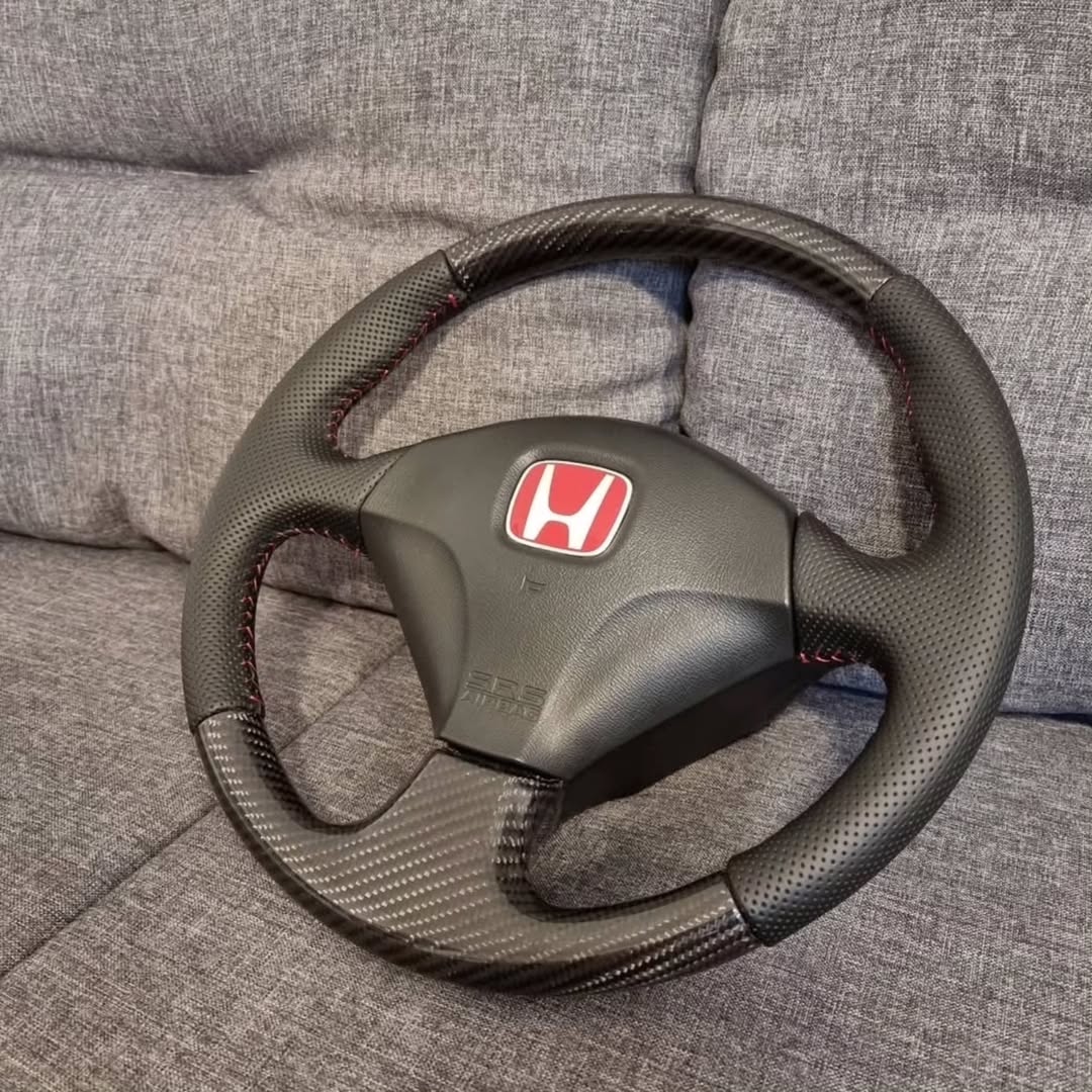 parts4civic-20250414-0001.jpg Ep3 steering wheel Carbon and leather - Image 1